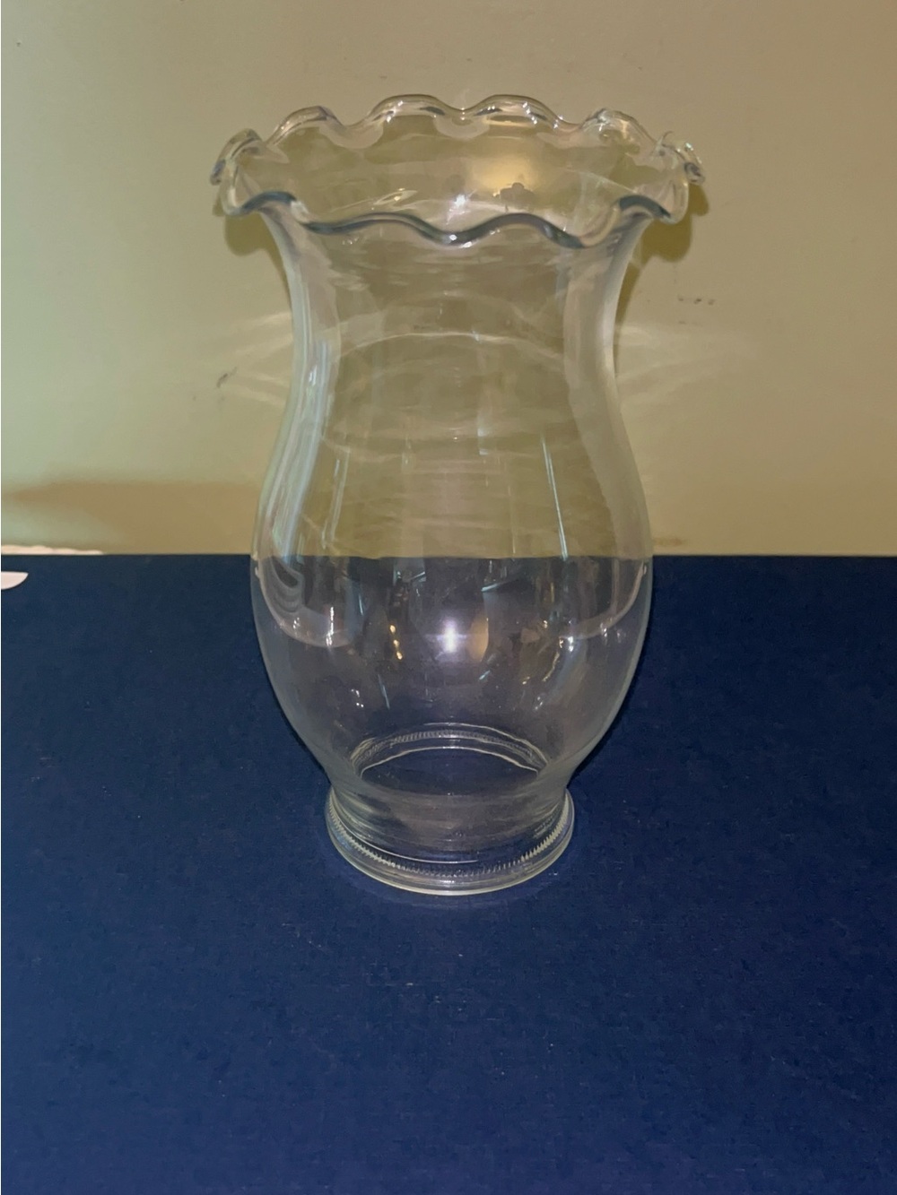 Clear Glass Hurricane Lamp Shade with Ruffled Rim-6 inch tall